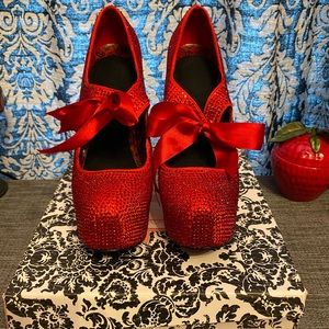 Bordello Platform Ruby Rhinestone Pumps Size 9